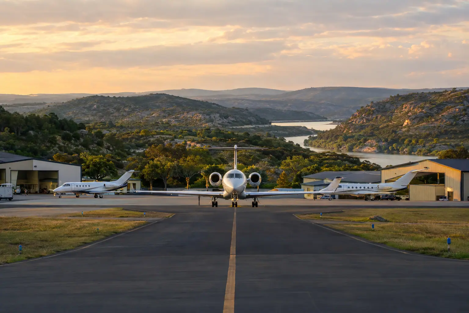 Private jets at Austin Executive Airport